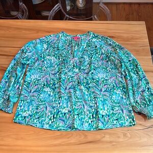 Lilly Pulitzer Floral Blouse, Size XL